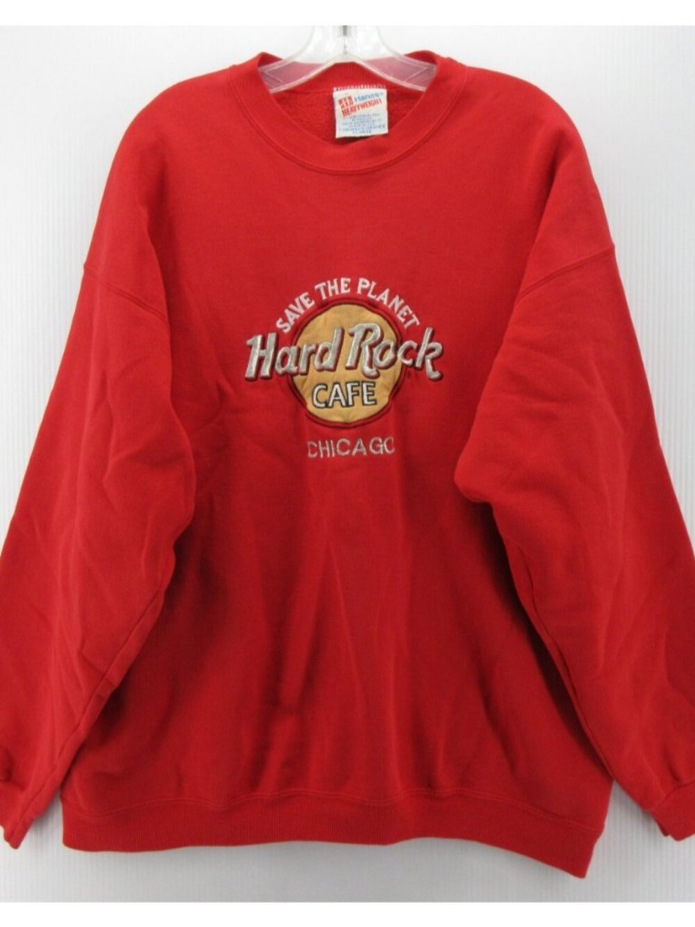 VTG Hard Rock Sweatshirt XL Chicago Hanes 90s Embroidered Heavyweight
